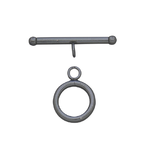 12mm Plain Toggle Clasps - Sterling Silver Black Oxidized