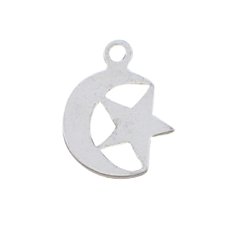 Charm - Moon and Star - Sterling Silver
