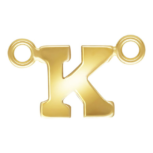 Initial K Block Style Letter Connectors 8mm - Gold Filled