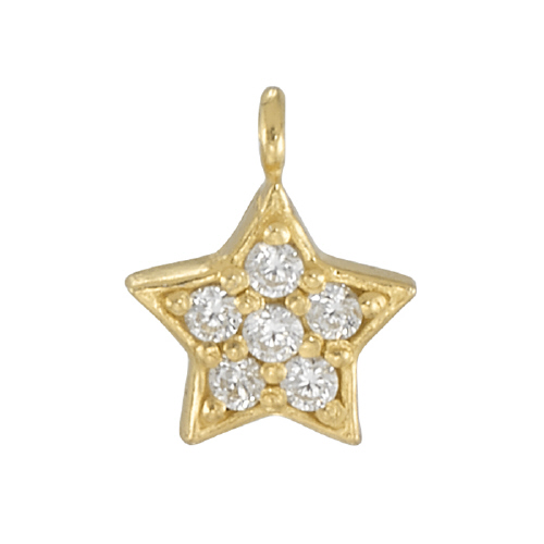 Star 7.7x6.3mm Charms with Cubic Zirconia (CZ) - Sterling Silver Gold Plated