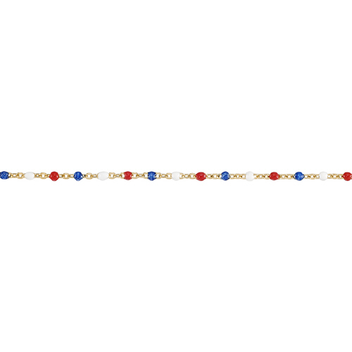 Enamel Chain 1.5mm with 2mm Red, White & Blue (US Flag Colors) Round Enamel - Gold Filled