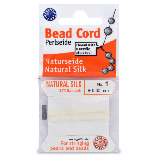 White Silk Carded Thread with needle- Size 1