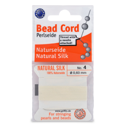 White Silk Carded Thread with needle- Size 4
