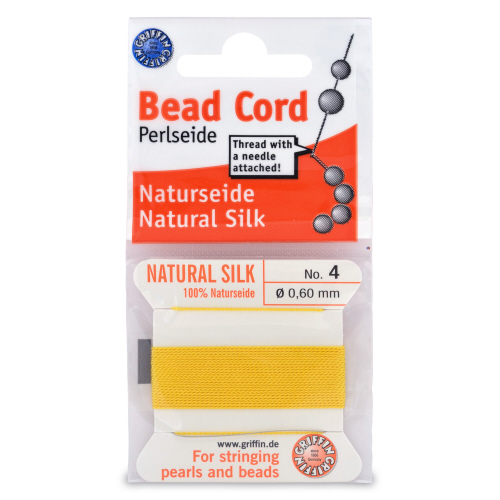 Yellow Silk Carded Thread with needle- Size 4