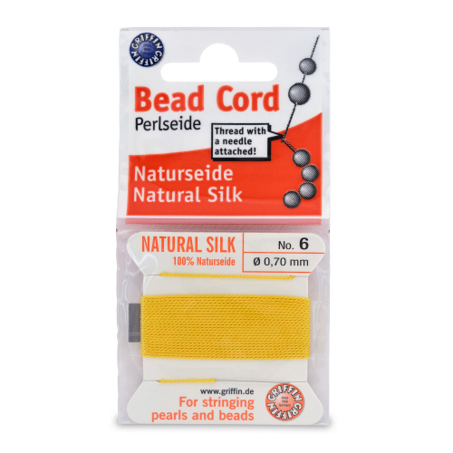 Yellow Silk Carded Thread with needle- Size 6