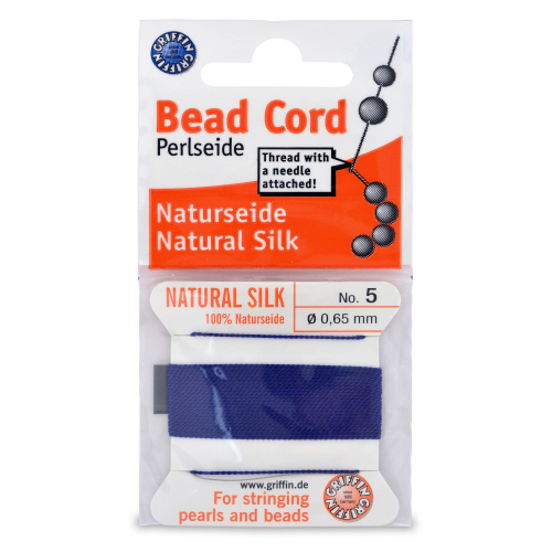 Dark Blue Silk Carded Thread with needle- Size 5