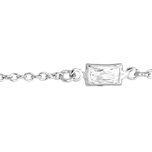 S Rectangle CZ Chain Sterling Silver