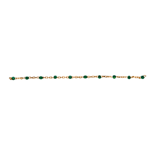 Enamel Chain 1.5mm with 2mm Dark Green Round Enamel - Sterling Silver Gold Plated