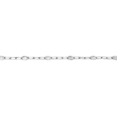 Starburst Chain 2.2 x 2.6mm with 2.1mm 3 paper clip links - Sterling Silver Rhodium Plated