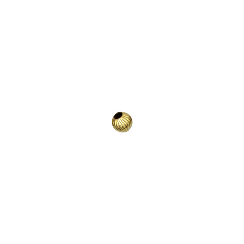 4mm Corrugated Straight Beads  - 14 Karat Gold