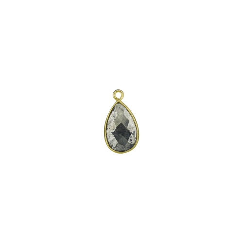 10.5x14mm Teardrop Pendant - Pyrite - Sterling Silver Gold Plated