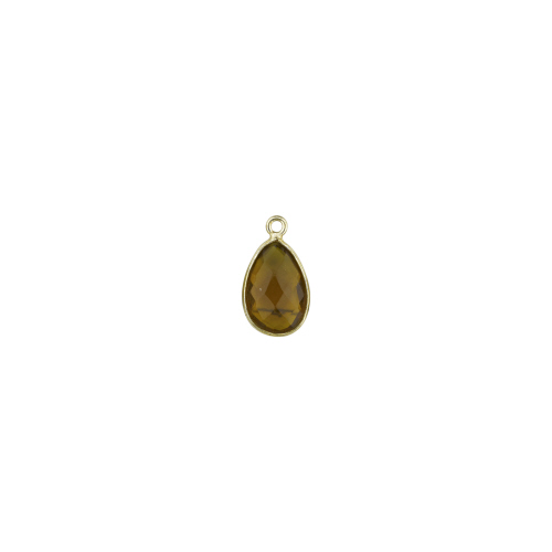 10.5x14mm Teardrop Pendant - Smoky - Sterling Silver Gold Plated