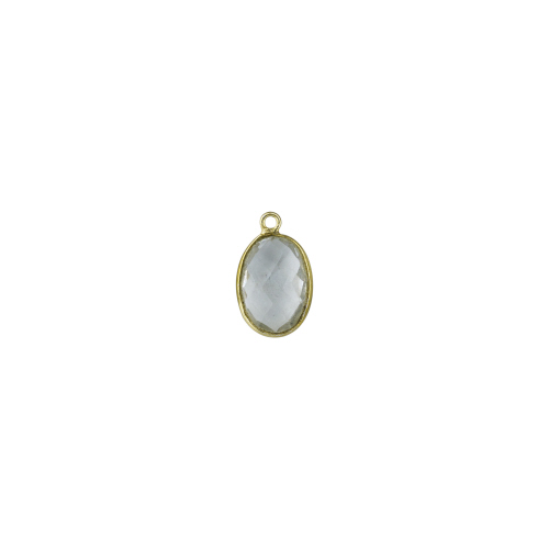 10.7x4.5mm Oval Pendant - Clear Quartz - Sterling Silver Gold Plated