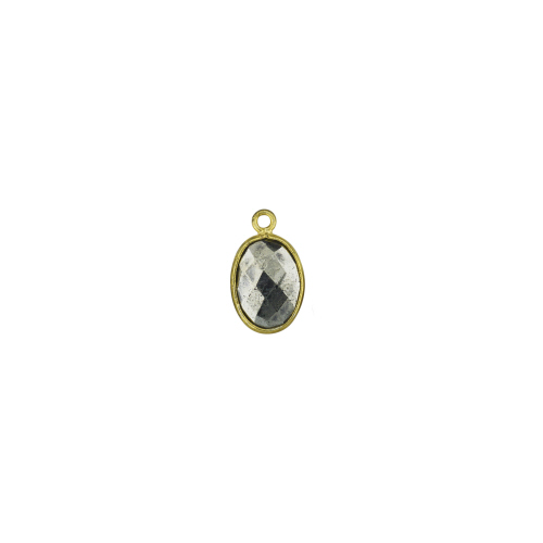 10.7x4.5mm Oval Pendant - Pyrite - Sterling Silver Gold Plated