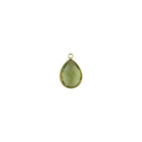 11.5x16.5mm Teardrop Pendant - Green Amethyst - Sterling Silver Gold Plated