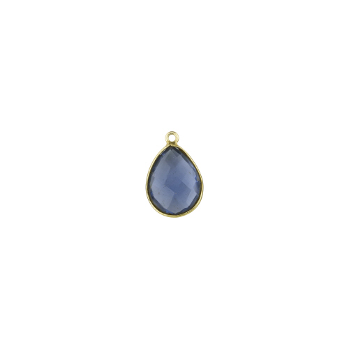 11.5x16.5mm Teardrop Pendant - Iolite - Sterling Silver Gold Plated