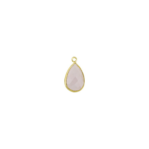 11.5x16.5mm Teardrop Pendant - Pink Quartz - Sterling Silver Gold Plated