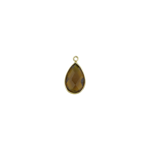 11.5x16.5mm Teardrop Pendant - Smoky - Sterling Silver Gold Plated