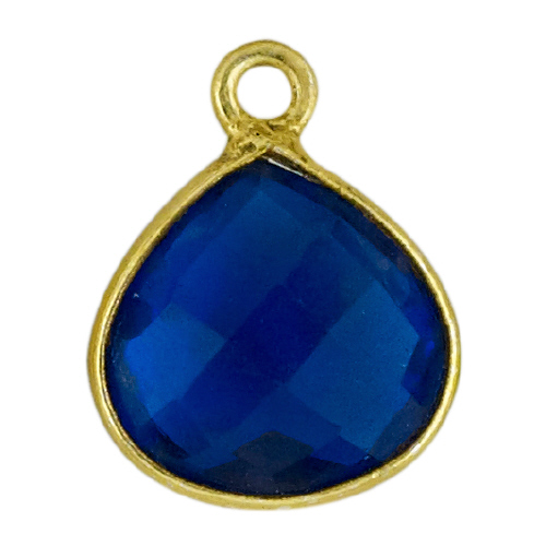 11mm Heart Pendant - Blue Topaz - Sterling Silver Gold Plated