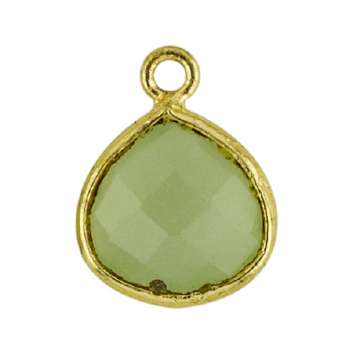 11mm Heart Pendant - Chrysoprase - Sterling Silver Gold Plated