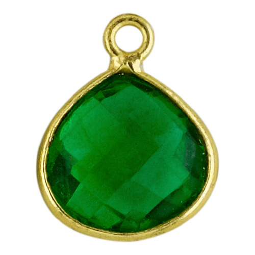 11mm Heart Pendant - Green Onyx - Sterling Silver Gold Plated