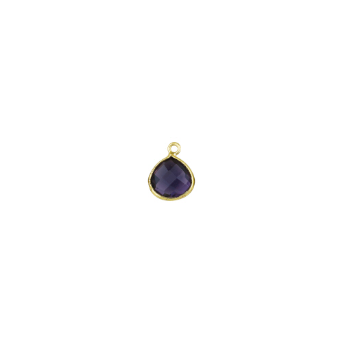 11mm Heart Pendant - Purple Amethyst - Sterling Silver Gold Plated