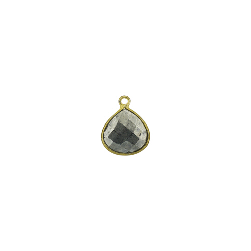 11mm Heart Pendant - Pyrite - Sterling Silver Gold Plated