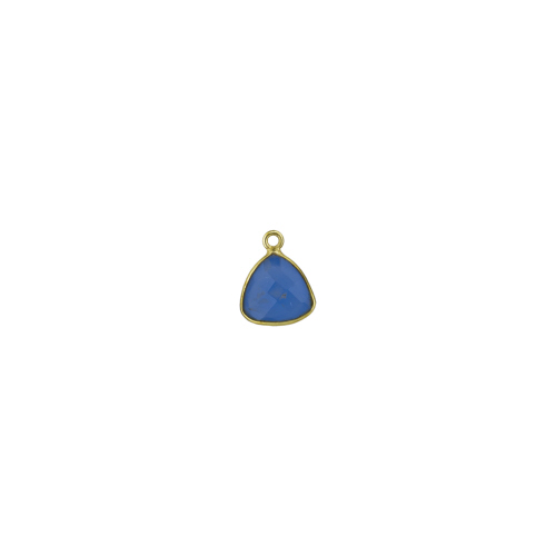 11mm Triangle Pendant - Blue Chalcedony - Sterling Silver Gold Plated