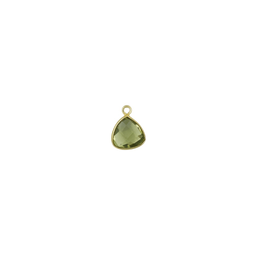 11mm Triangle Pendant - Green Amethyst - Sterling Silver Gold Plated