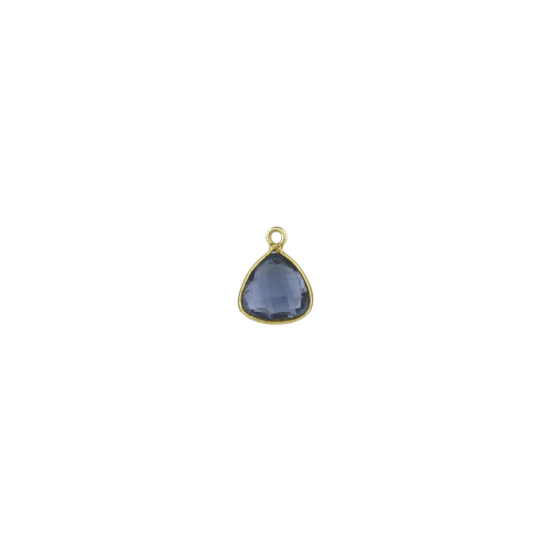 11mm Triangle Pendant - Iolite - Sterling Silver Gold Plated