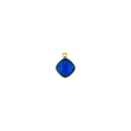 12.5mm Diamond Pendant - Dark Blue - Sterling Silver Gold Plated