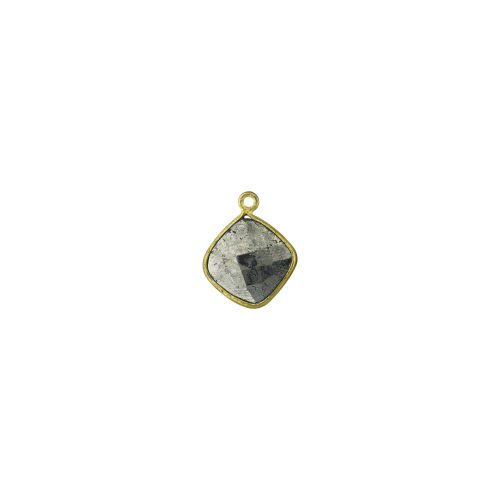 12.5mm Diamond Pendant - Pyrite - Sterling Silver Gold Plated