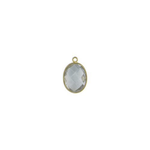 13.5x16.5mm Oval Pendant - Clear Quartz - Sterling Silver Gold Plated