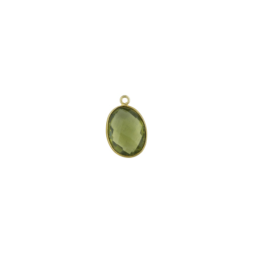 13.5x16.5mm Oval Pendant - Green Amethyst - Sterling Silver Gold Plated