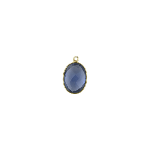 13.5x16.5mm Oval Pendant - Iolite - Sterling Silver Gold Plated