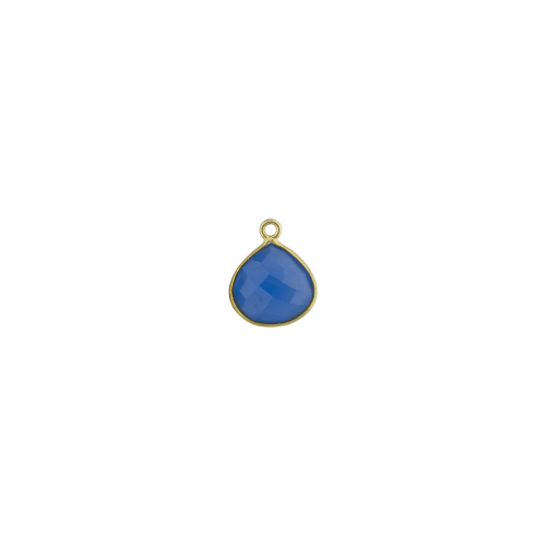 13mm Heart Pendant - Blue Chalcedony - Sterling Silver Gold Plated