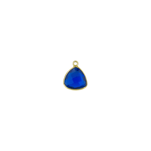 13mm Heart Pendant - Dark Blue - Sterling Silver Gold Plated