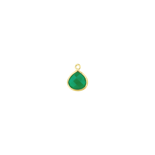 13mm Heart Pendant - Emerald - Sterling Silver Gold Plated