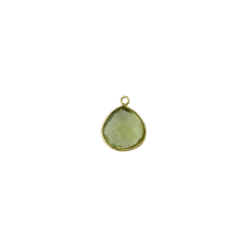 13mm Heart Pendant - Green Amethyst - Sterling Silver Gold Plated