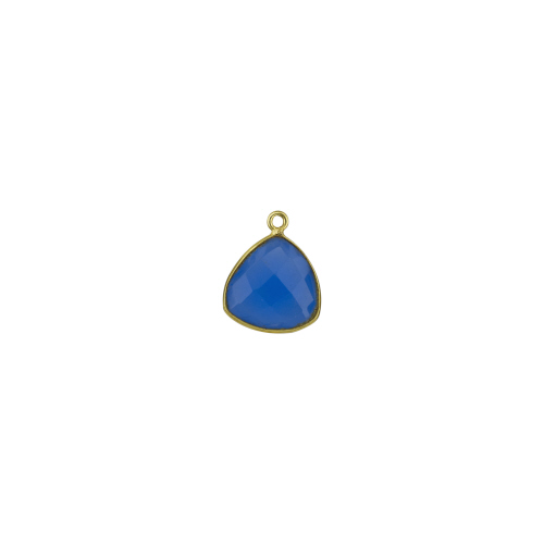 13mm Triangle Pendant - Blue Chalcedony - Sterling Silver Gold Plated