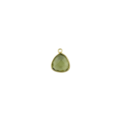 13mm Triangle Pendant - Green Amethyst - Sterling Silver Gold Plated