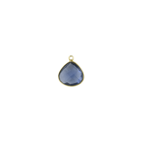 13mm Triangle Pendant - Iolite - Sterling Silver Gold Plated