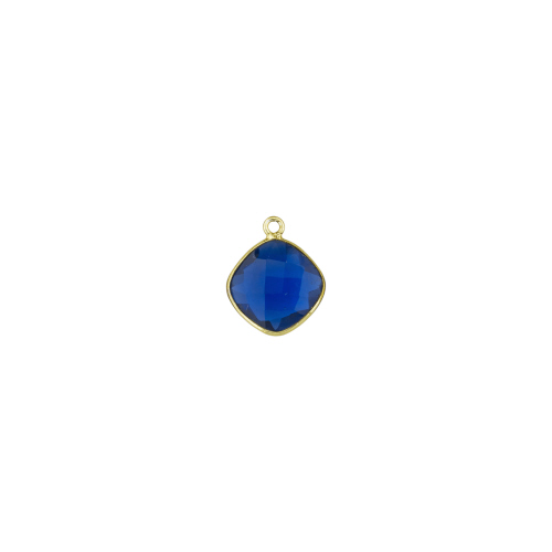 15mm Diamond Pendant - Dark Blue - Sterling Silver Gold Plated