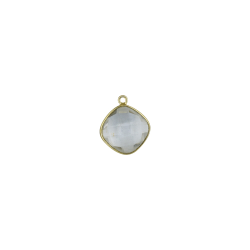 16.3mm Diamond Pendant - Clear Quartz - Sterling Silver Gold Plated