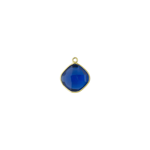 16.3mm Diamond Pendant - Dark Blue - Sterling Silver Gold Plated