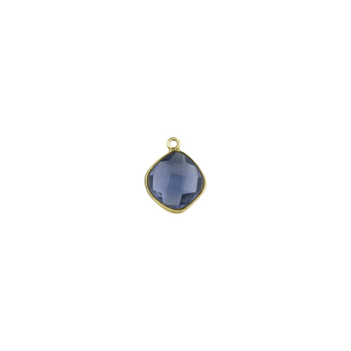 16.3mm Diamond Pendant - Iolite - Sterling Silver Gold Plated