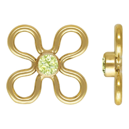 7.5mm Flower Connectors 2mm Lime CZ (Cubic Zirconia) - Gold Filled