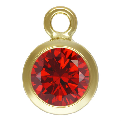 4.0mm Garnet/January Birthstone 3A CZ Bezel Drops/Charms - Gold Filled