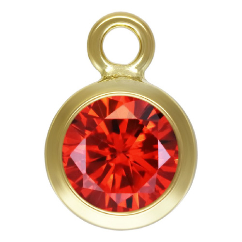4.0mm Ruby/July Birthstone 3A CZ Bezel Drops/Charms - Gold Filled