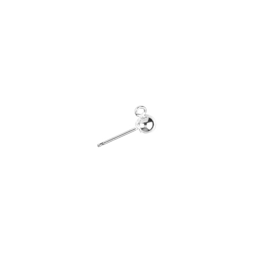 4mm Ball Earring with Ring   - Sterling Silver